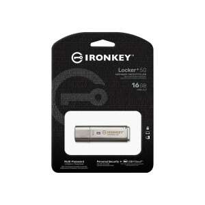 Kingston IronKey Locker+ 50 USB pendrive 16 GB USB A típus 3.2 Gen 1 (3.1 Gen 1) Ezüst 58177200 