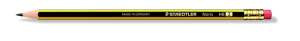 STAEDTLER Noris 122 HB Graphite Pencil with Eraser, Yellow and Black, Made in Germany - Pen & Pencil