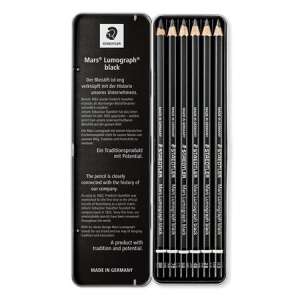 STAEDTLER Mars Lumograph 100B grafitceruza készlet, 6 különböző keménység, fekete, fém doboz - Toll & Ceruza