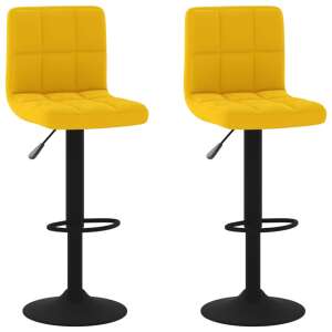 Set of 2 mustard yellow velvet bar stools with black base - VidaXL Bar Stool
