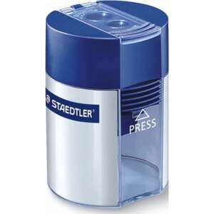 STAEDTLER 512 pencil sharpener, blue, two holes, with shavings container - Pencil Sharpener