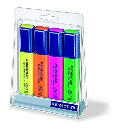 STAEDTLER Highlighter set, 1-5 mm, desktop, STAEDTLER, 4 culori diferite