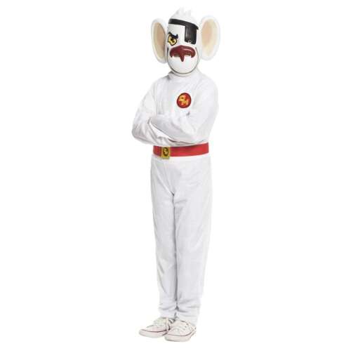Danger Mouse jelmez gyerekeknek, fehér overál, piros öv, maszk, 7-9 éves, 130-143 cm - Játék