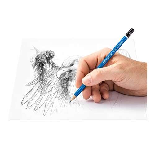 STAEDTLER Set grafitnih olovaka, s oštrom, gumicom, šesterokutnih, STAEDTLER "Mars Lumograph 100", 6 različitih tvrdoća
