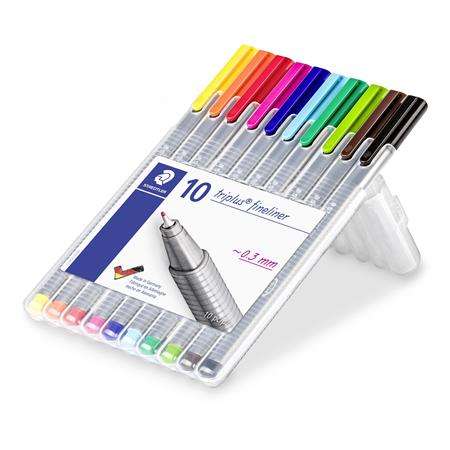 STAEDTLER Triplus Fineliner 0,3 mm 10er Set farbige Stifte