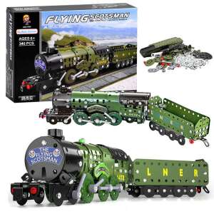 Koláž súpravy kovového modelu vlaku Flying Scotsman - Vlak, železničný prvok, diaľnica