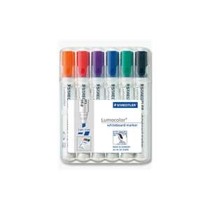 STAEDTLER Lumocolor 351 B Whiteboard-Marker-Set, 6 Farben, abgeschrägte Spitze, 2-5 mm Strichstärke - Tafel- & Flipchart-Marker