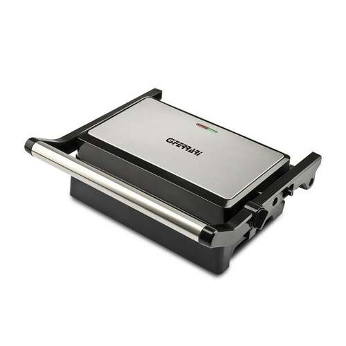 G3 Ferrari Ardor contact grill, angled view, closed, black and silver