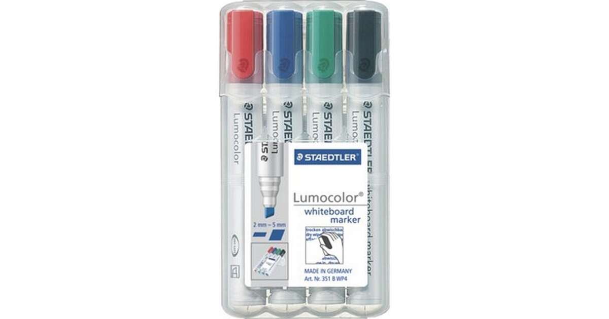 Zestaw markerów do tablic STAEDTLER, 2-5 mm, ścięte, STAEDTLER "Lumocolor® 351 B", 4 różne kolory 31553990