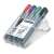 STAEDTLER Lumocolor permanent marker set, 4 colors, 2-5 mm chisel tip, in a clear plastic case