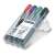 STAEDTLER Lumocolor permanent marker set, 4 colors, 2-5 mm chisel tip, in a clear plastic case