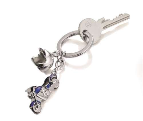 Troika motorcycle keychain with helmet charm