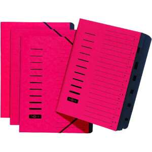 Rozšíriteľná priečinok Pagna A4 so 7 priečinkami, záložkami A-Z, červená - Triedenie dokumentov