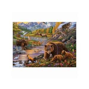 Fertiges Ravensburger 500-teiliges Puzzle mit einem wunderschönen Naturmotiv mit Bären, Wölfen und anderen Tieren - Ravensburger Puzzle