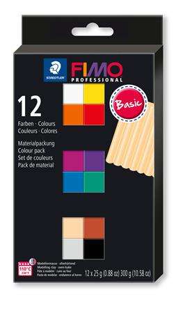 FIMO Modelliermasse, Set, ofenhärtend, 12x25 g, FIMO "Professional Basic", 12 verschiedene Farben