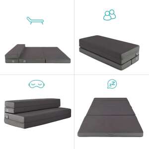 Timeless Tools faltbares Matratze in einer Tasche, zeigt verschiedene Verwendungsmöglichkeiten als Bett, Couch oder Gästebett - Campingmatten