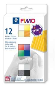 Zestaw gliny polimerowej FIMO Effect Colours, 12 kolorów, 25g każdy, do wypalania - Fimo