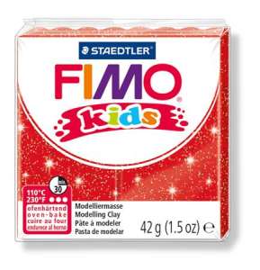 FIMO Knete, 42 g, brennbar, FIMO "Kids", glitzernd rot 31555544 Kreative Spiele & Förderspiele
