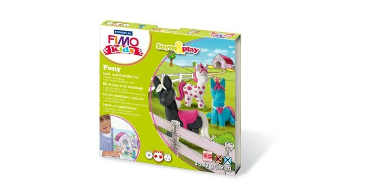 FIMO Clay set, 4x42 g, combustible, FIMO "Kids Form & Play",  ponies