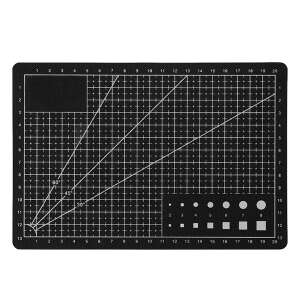 Self-healing cutting mat, A5 size, black, with grid lines and angle guides - Art & Craft