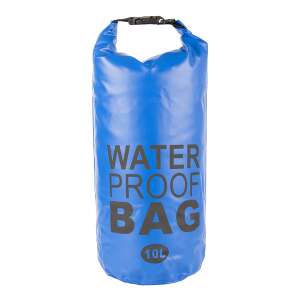 Kék vízálló táska, 10L, feltekerhető zár, állítható pánt - Vízálló táska