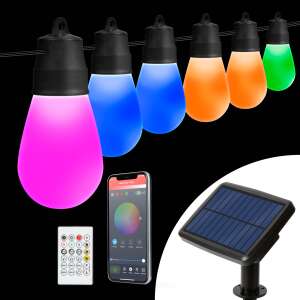 Lămpi solare inteligente RGB cu telecomandă și aplicație pentru smartphone - Ghirlande luminoase, Decoratiuni de Craciun exterioare, Decorațiuni pentru pomul de Crăciun, Decorațiuni de Crăciun și Costume de Moș Crăciun