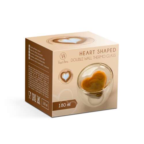 Pahar de Sticla cu Perete Dublu - in Forma de Inima - 180 ml