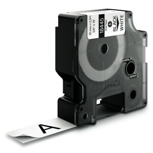 Bandă etichete DYMO Rhino 18445 Vinil negru pe alb, 19mm x 5.5m - Dymo Mașini de etichetat și benzi