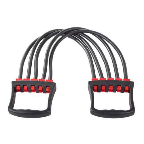 Ekspander do ćwiczeń klatki piersiowej z 5 opaskami oporowymi, czarny i czerwony, do ćwiczeń w domu