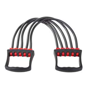 Brust Expander mit 5 Widerstandsbändern, schwarz und rot, für Workouts zu Hause - Heimtraining