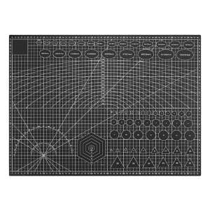 Self-healing cutting mat, black, 45x60cm, with grid and circles for cutting - Art & Craft