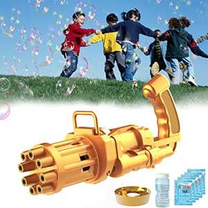 Golden Gatling bubble gun for kids, makes hundreds of bubbles per minute, perfect for summer fun - Bubble Blower