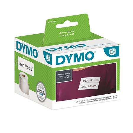 DYMO LW Label Writer 41x89mm Removable Labels, 300 Labels, White, Packaged