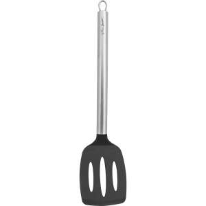 Lamart LT3987 FKonyhai spatula - INOX, black silicone spatula with stainless steel handle, slotted for draining fat - Spatula