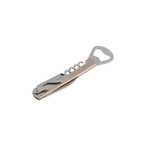 Lamart LT2069 Zinc Bottle Opener, grey, with corkscrew and bottle opener