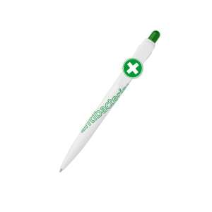 Ico antibakteriális golyóstoll, fehér zöld díszítéssel - ICO