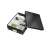 LEITZ Click&Store M size black storage box with lid open, showing dividers and office supplies inside