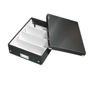LEITZ Click&Store M size black storage box with lid open, showing dividers - Leitz Storage Box & Basket