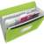 Esselte Vivida green A4 accordion folder with 6 pockets, open, showing papers and labels