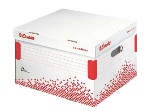 Esselte Speedbox L size archive box, white, recycled cardboard