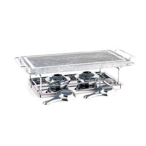 Ibili Marmor Grill mit Edelstahlrahmen und Brennern, 37x18 cm, silber/grau - Koch- & Backgeschirr