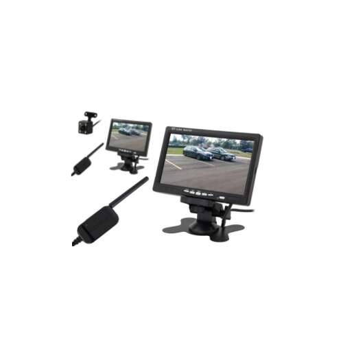 Vezeték nélküli tolatókamera szett 7 colos monitorral, hátsó kamera, adó és vevő