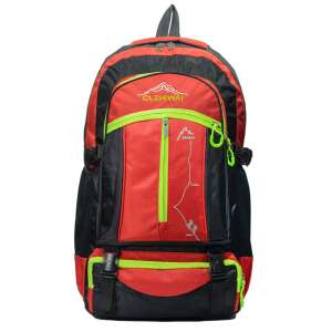 Červený a čierny turistický batoh CLZHIWAI so zelenými akcentmi - Batohy