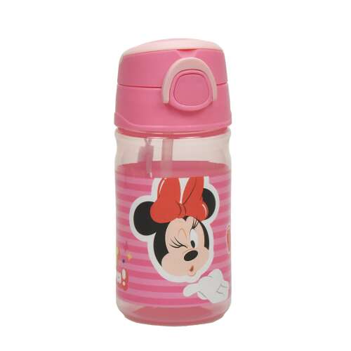 Różowa butelka z wodą Disney Minnie Mouse ze słomką i pętlą do noszenia, 350 ml