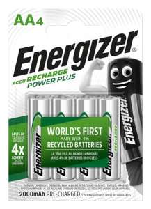 Energizer Recharge Power Plus AA batteries, 4 pack, 2000mAh, pre-charged - Battery