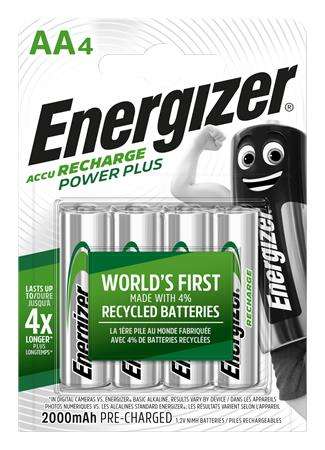 Energizer Recharge Power Plus AA batteries, 4 pack, 2000mAh, pre-charged
