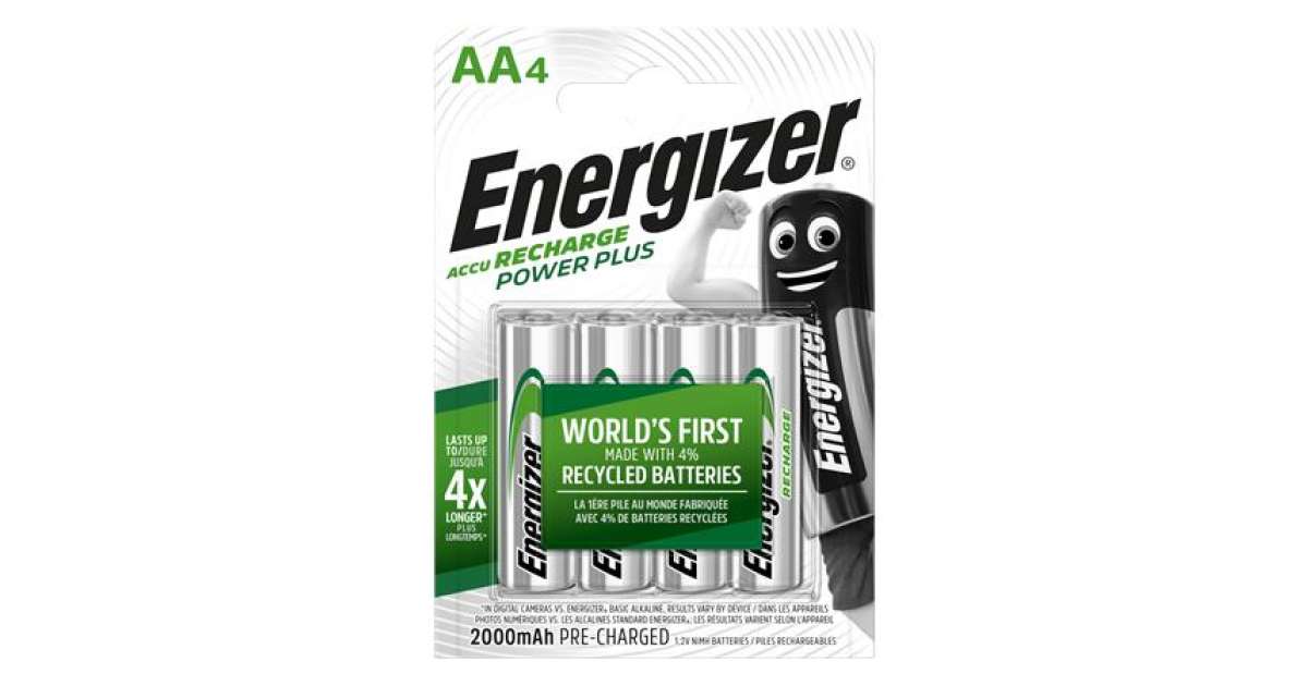 Energizer AA 2000 mAh NiMH Power Plus Rechargeable Batteries. 10 Pack
