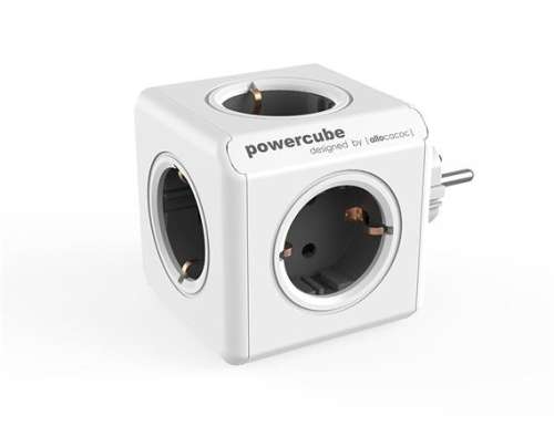 PowerCube Original USB DE weiß-grau Steckdosenleiste mit 4 Steckdosen und 2 USB-Anschlüssen