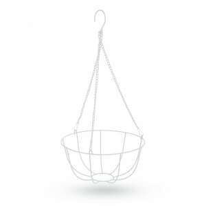 White metal hanging basket for flower pots, 25 cm, with chain - Flower Pot