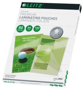 LEITZ iLam Premium Laminierfolien, 80 Mikron, A4, Glanz, 100 Stück - Laminierfolien